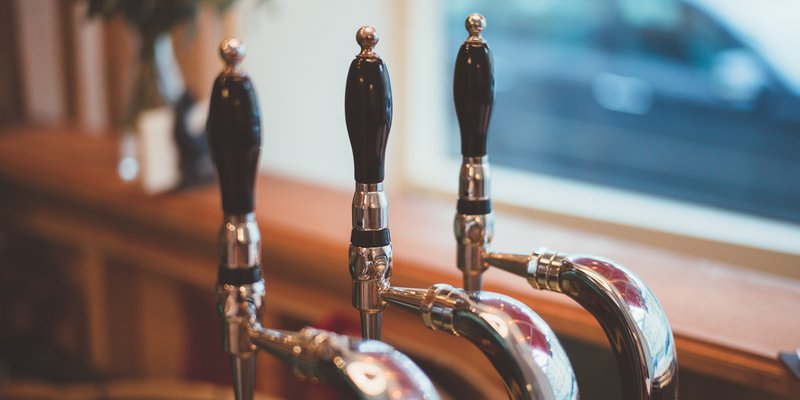 A close-up of the beer taps at Katarina Ölcafé. Katarina Ölcafé is one of many places in Stockholm that specializes in artisan craft beer from local breweries.
