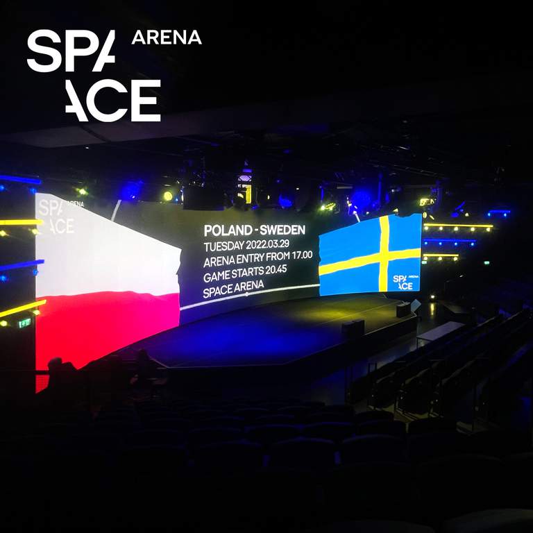 Sveriges och Polens flaggor och informationen om evenemanget.