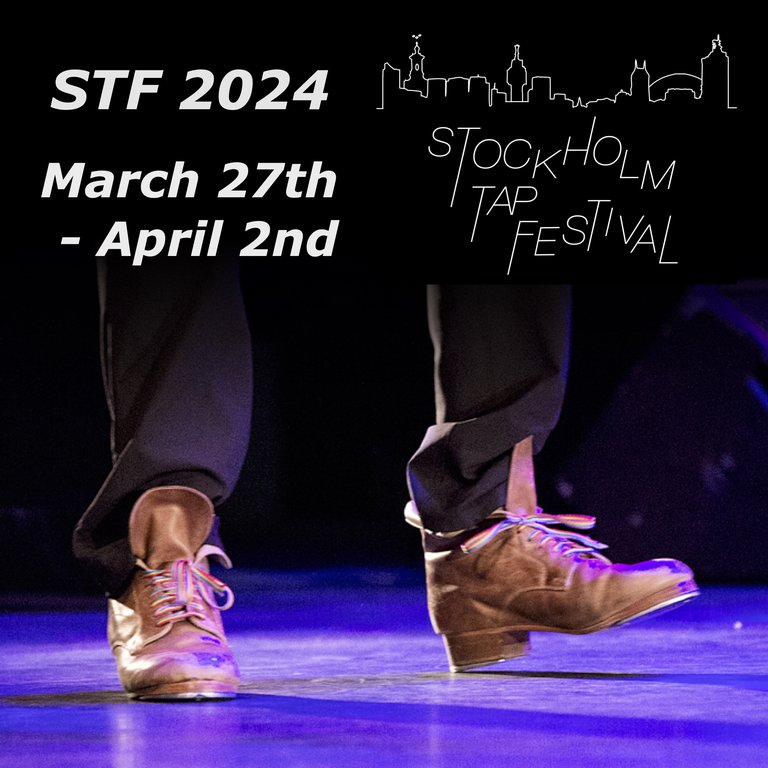 Informationen om evenemanget och ett foto på dansarnas fötter.