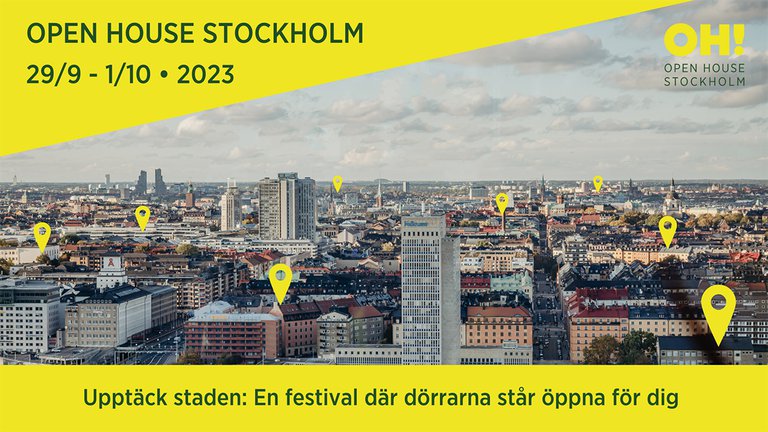 Informationen om evenemanget och en panoramautsikt över Stockholm.