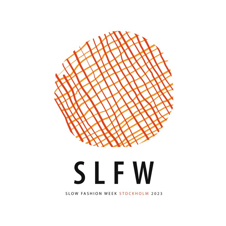 En cirkel och texten "SLFW Slow Fashion Week Stockholm 2023".
