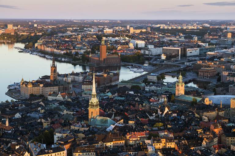 Drönarbild på centrala Stockholm