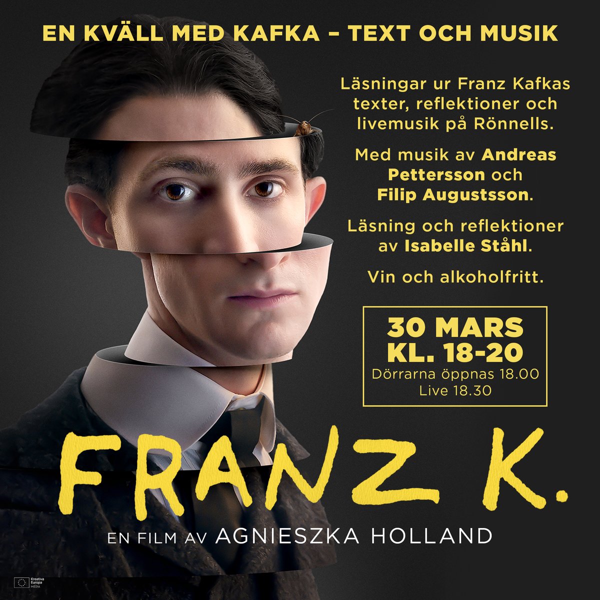 Bild till evenamnget En kväll med Kafka - Text och Musik