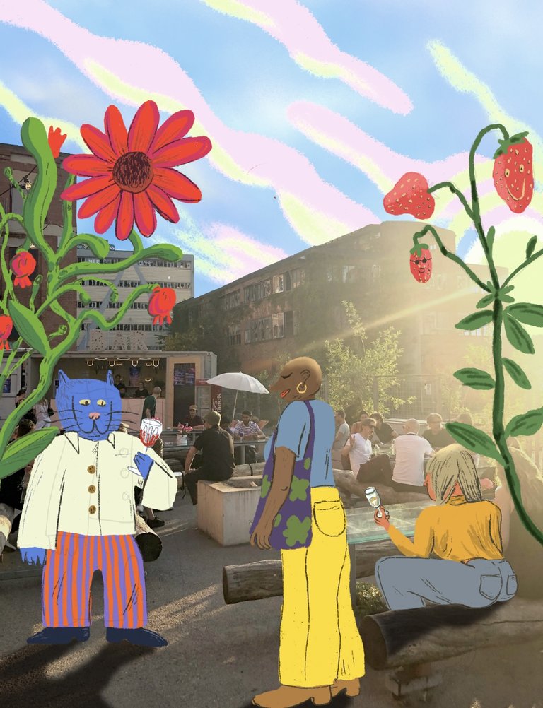 Backyard party and flea market at Färgfabriken Kafé