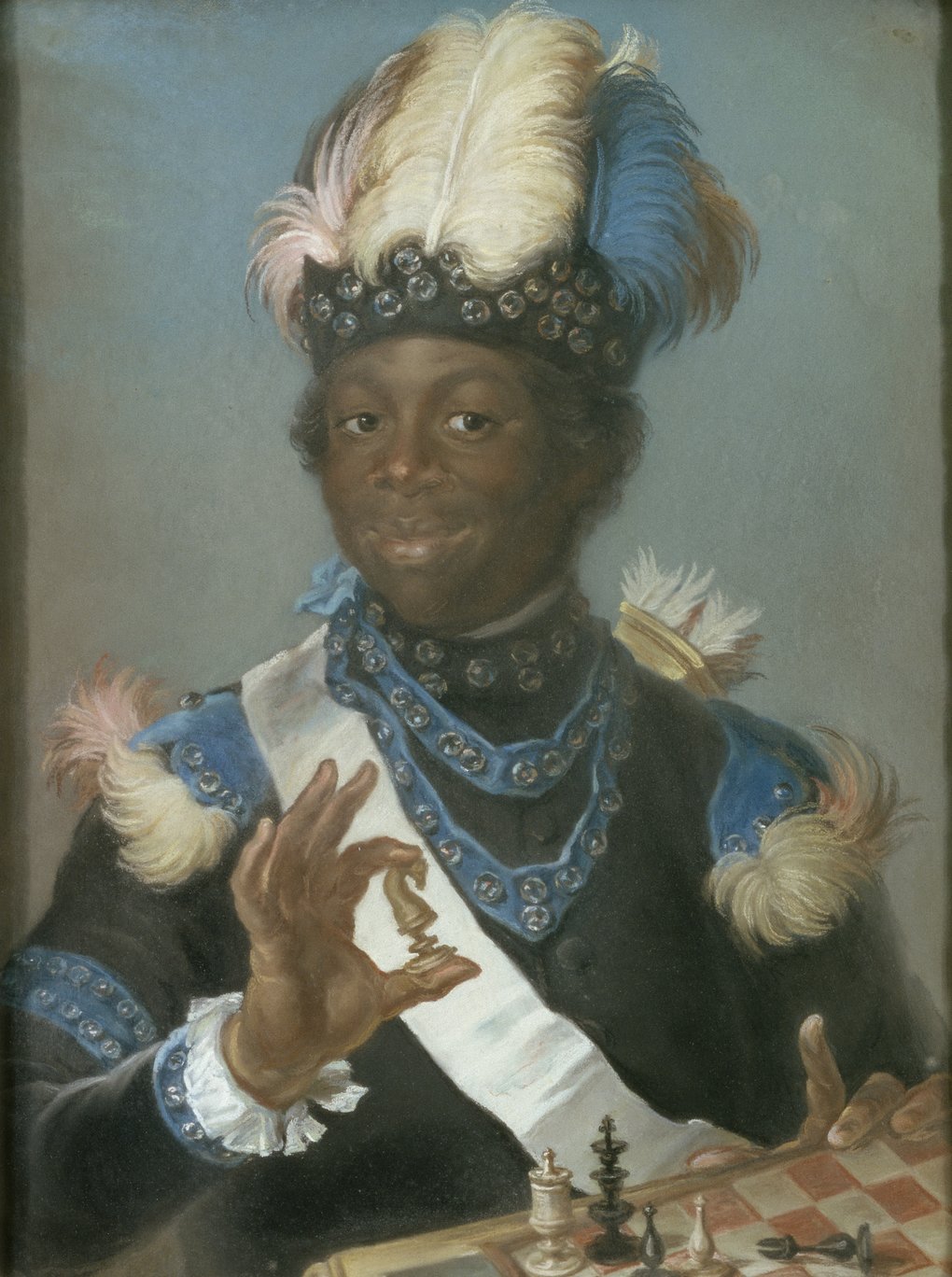 Gustaf Lundberg, Adolph Ludvig Gustav Fredrik Albert Couschi, kallad Badin (omkr. 1747–1822), kammarlakej, hovsekreterare, titulärassessor, 1775. Teckning i pastell.