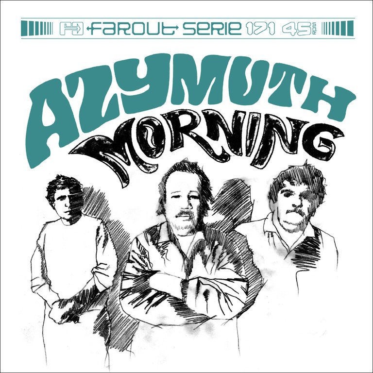 Ett skivomslag med texten "Azymuth morning" och en teckning som föreställer bandets medlemmar.