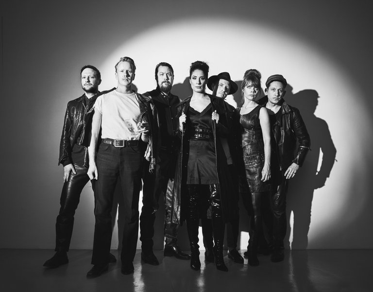 De sju medlemmarna i Darya & Månskensorkestern.