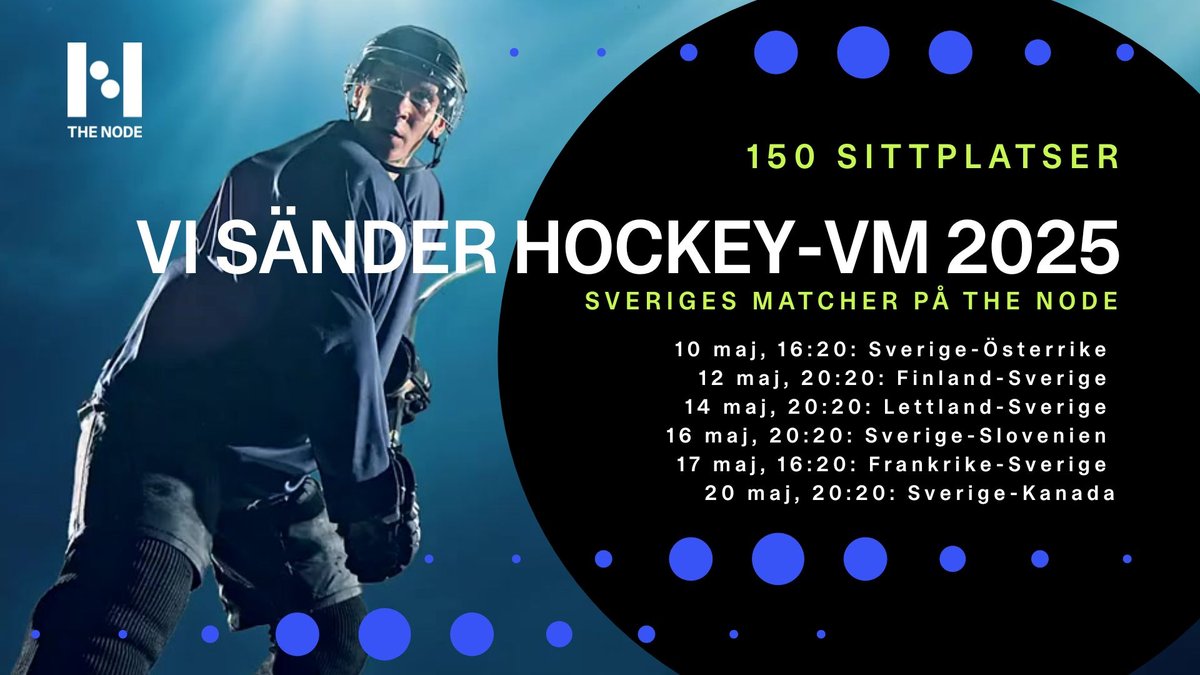 Bild till evenamnget HEJA SVERIGE – VI VISAR ALLA MATCHER I HOCKEY-VM PÅ THE NODE!