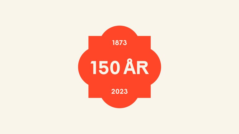 Texten "1873 150 år 2023".