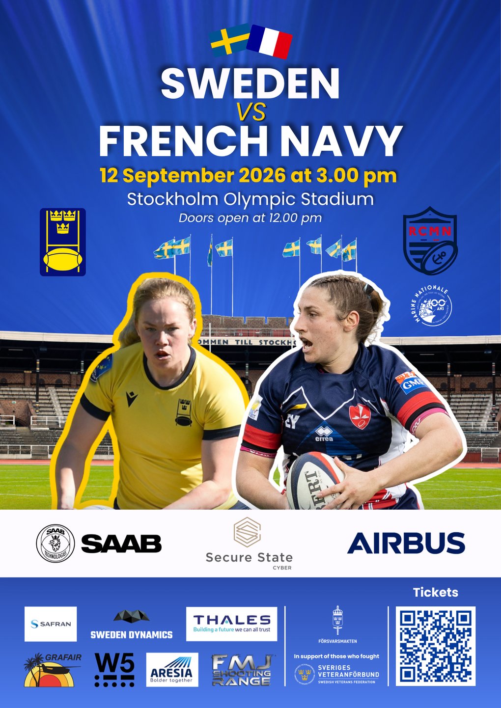 Historic women’s rugby match: Sweden takes on the French Navy (RCMN)