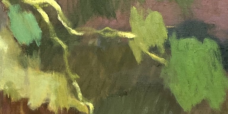 målning som föreställer gröna blad