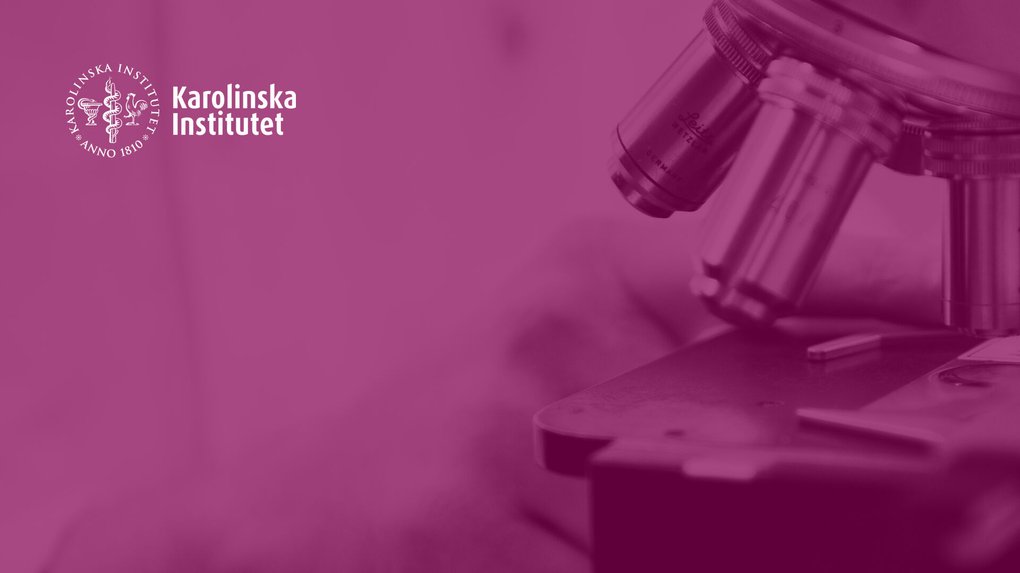 Karolinska Institutets logotyp framför ett mikroskop.