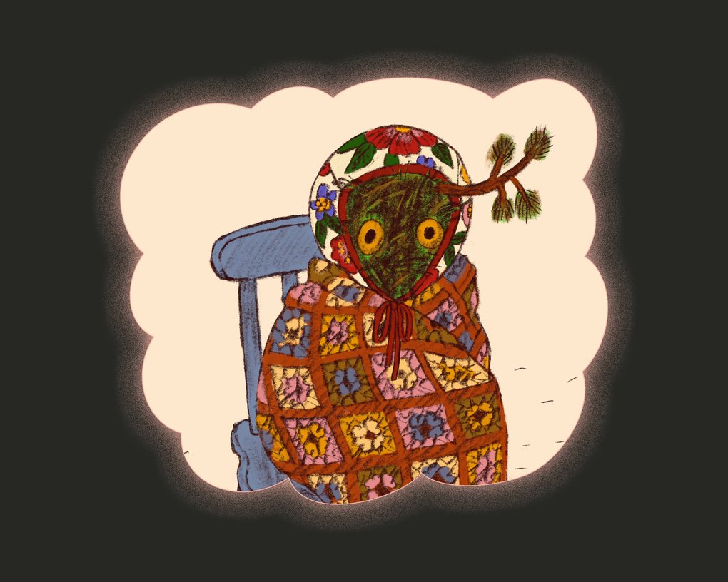 Illustration från barnboken Barrbarnet av Klara Bartilsson.