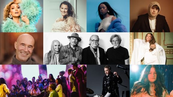 Collage av deltagande artister på konserten