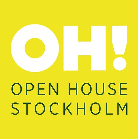 Texten "Open House Stockholm" på en bakgrund i gult.