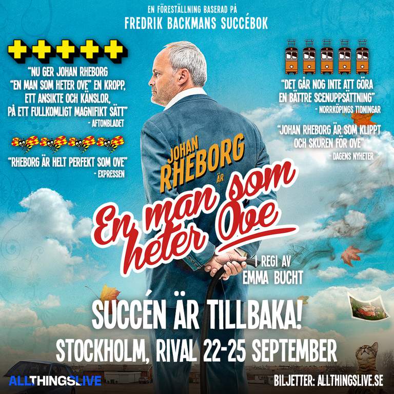 Ett foto av Johan Rheborg och informationen om evenemanget.