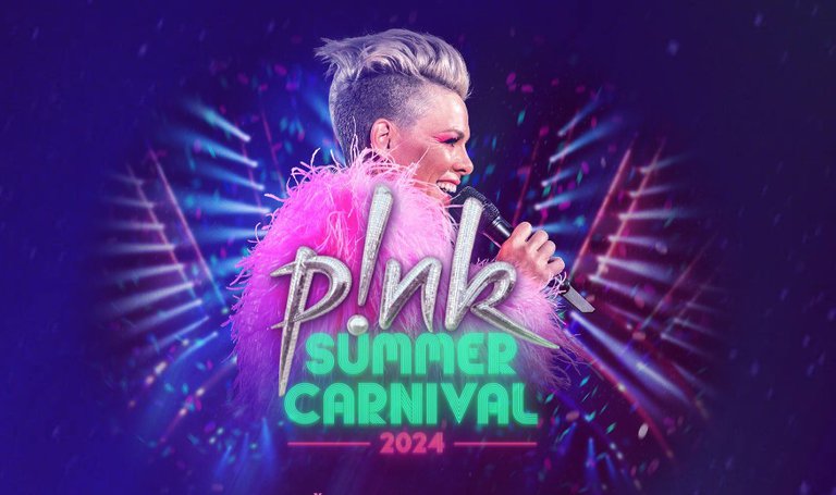 Färgglad profilbild av artisten Pink med turnénamnet ovanpå