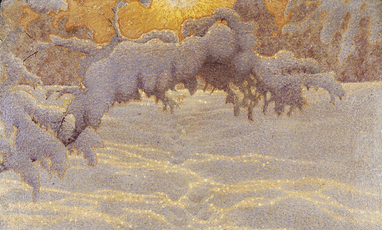 vinterlandskap med snötäckta träd