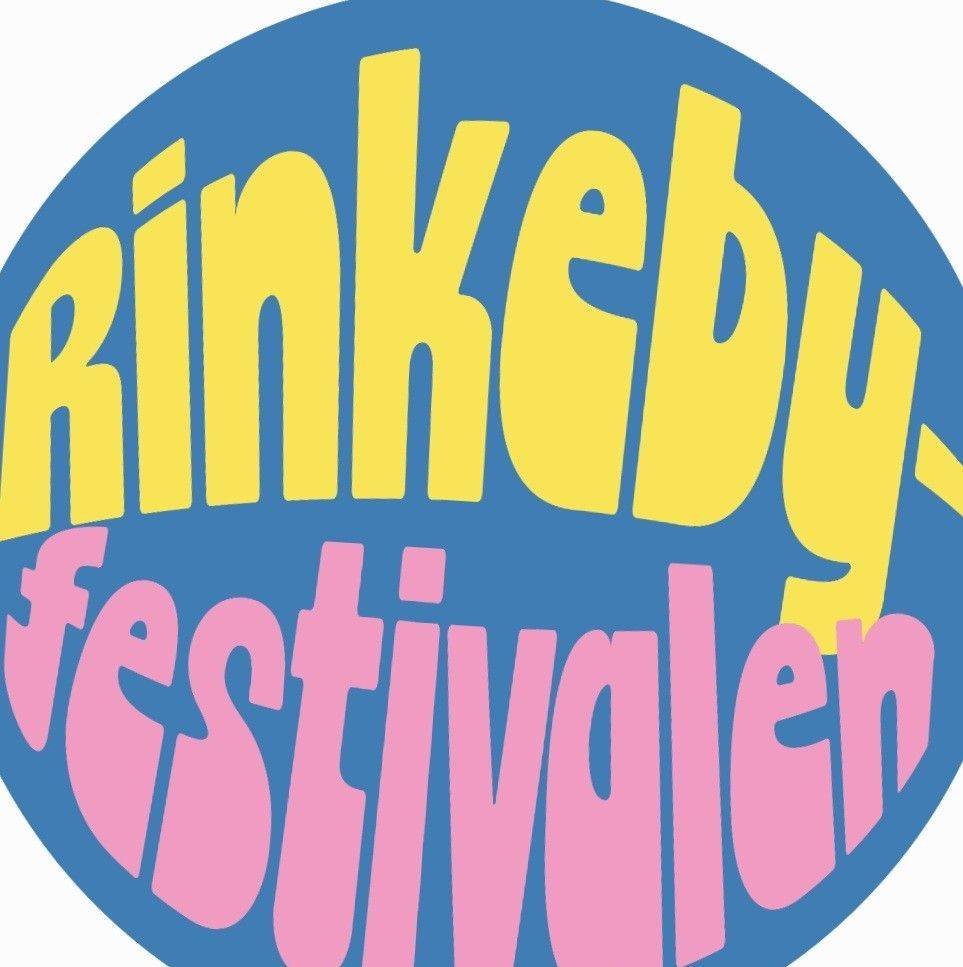 Namnet Rinkebyfestivalen, skrivet med tjocka rosa och gula bokstäver