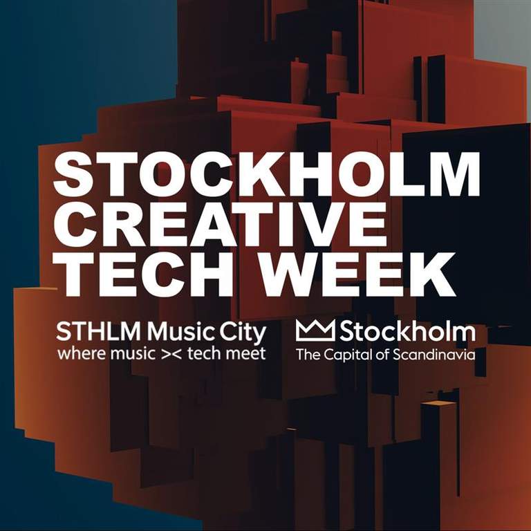 Texten Stockholm Creative Tech Week skriven på en bakgrundsbild