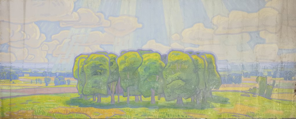 Kartong i skala 1:1 av Prins Eugens altarmålning till Kiruna kyrka. Tillhör Prins Eugens Waldemarsudde.