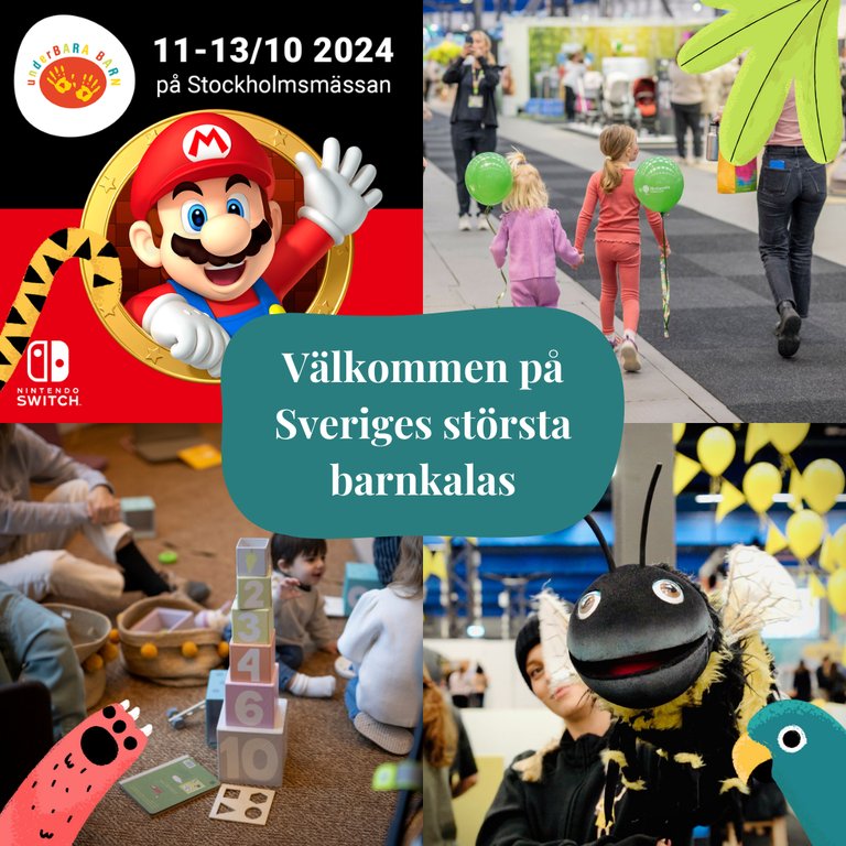 Affischbild för evenemanget med texten "Välkommen på Sveriges största barnkalas"