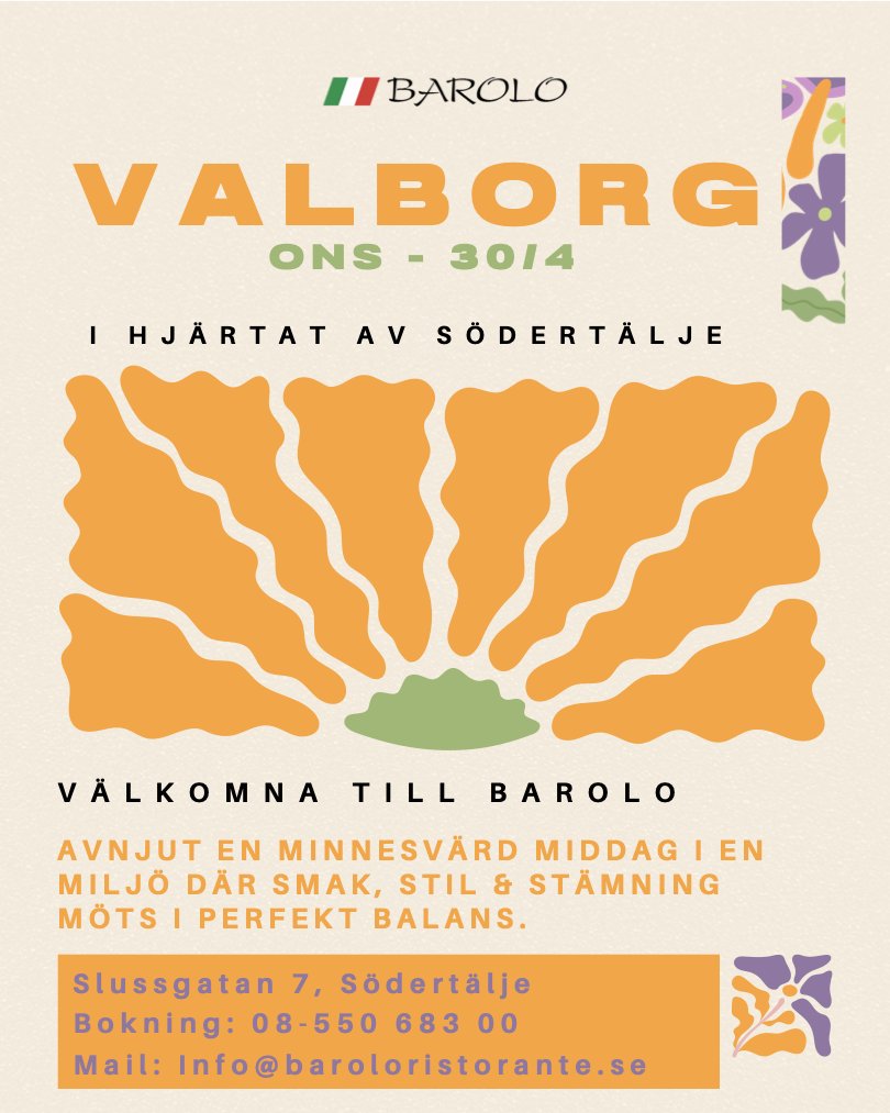 Bild till evenamnget Valborg på Barolo Ristorante